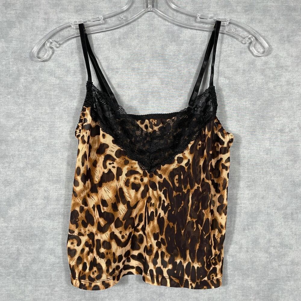 Leopard print lace cami top. - Picture 3 of 8